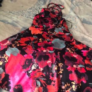 Backless floral print criss criss strap sexy colourful dress